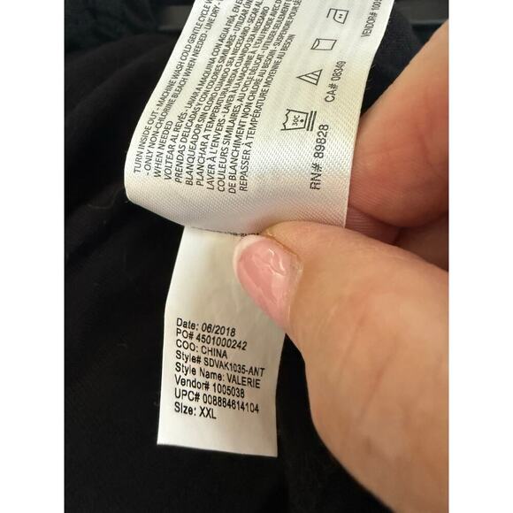 Vintage America Blues Black Boho Embroidered Top Size XXL - Picture 4 of 9